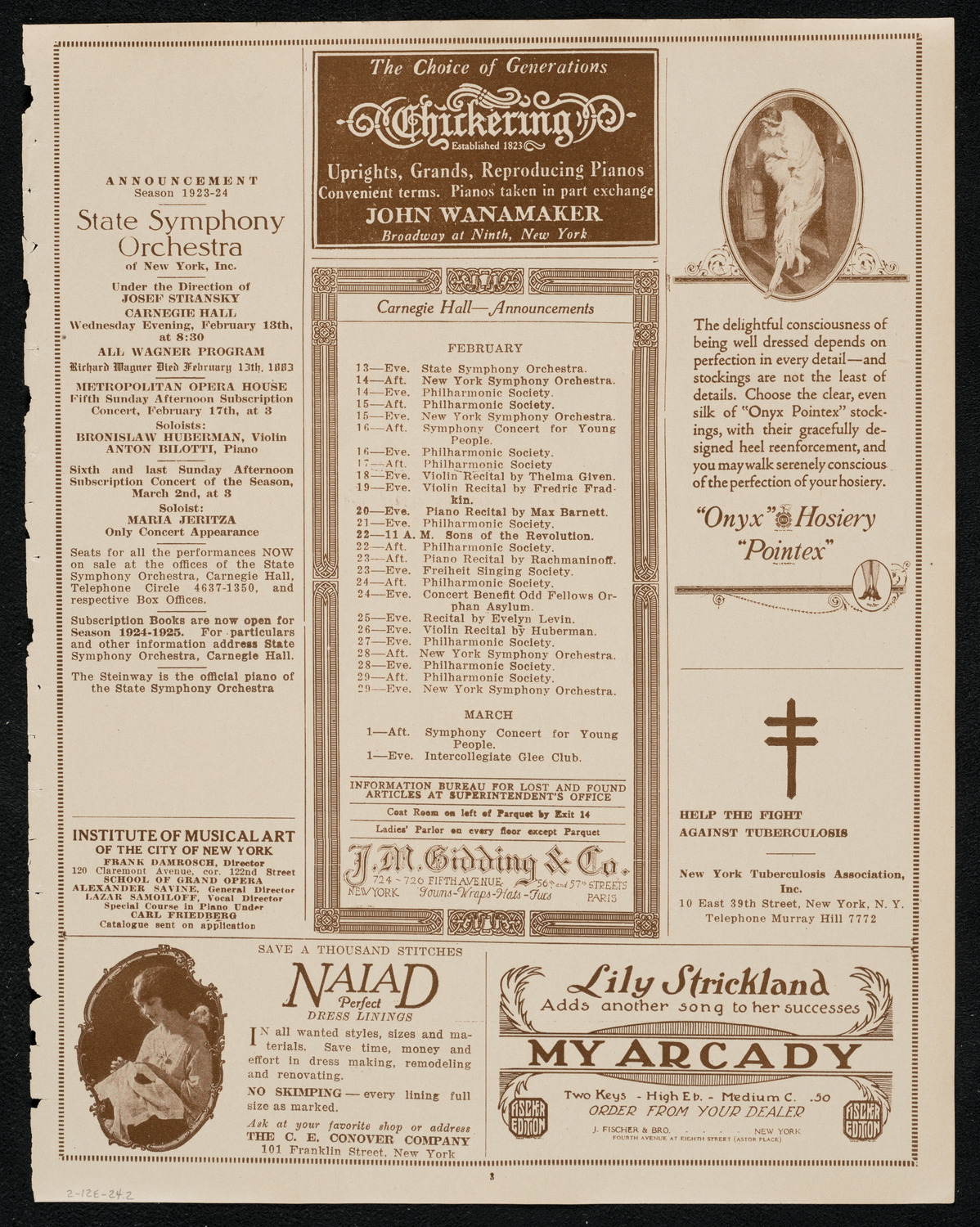 Mademoiselle Jenny Lind as sung by Miss Frieda Hempel, February 12, 1924, program page 3