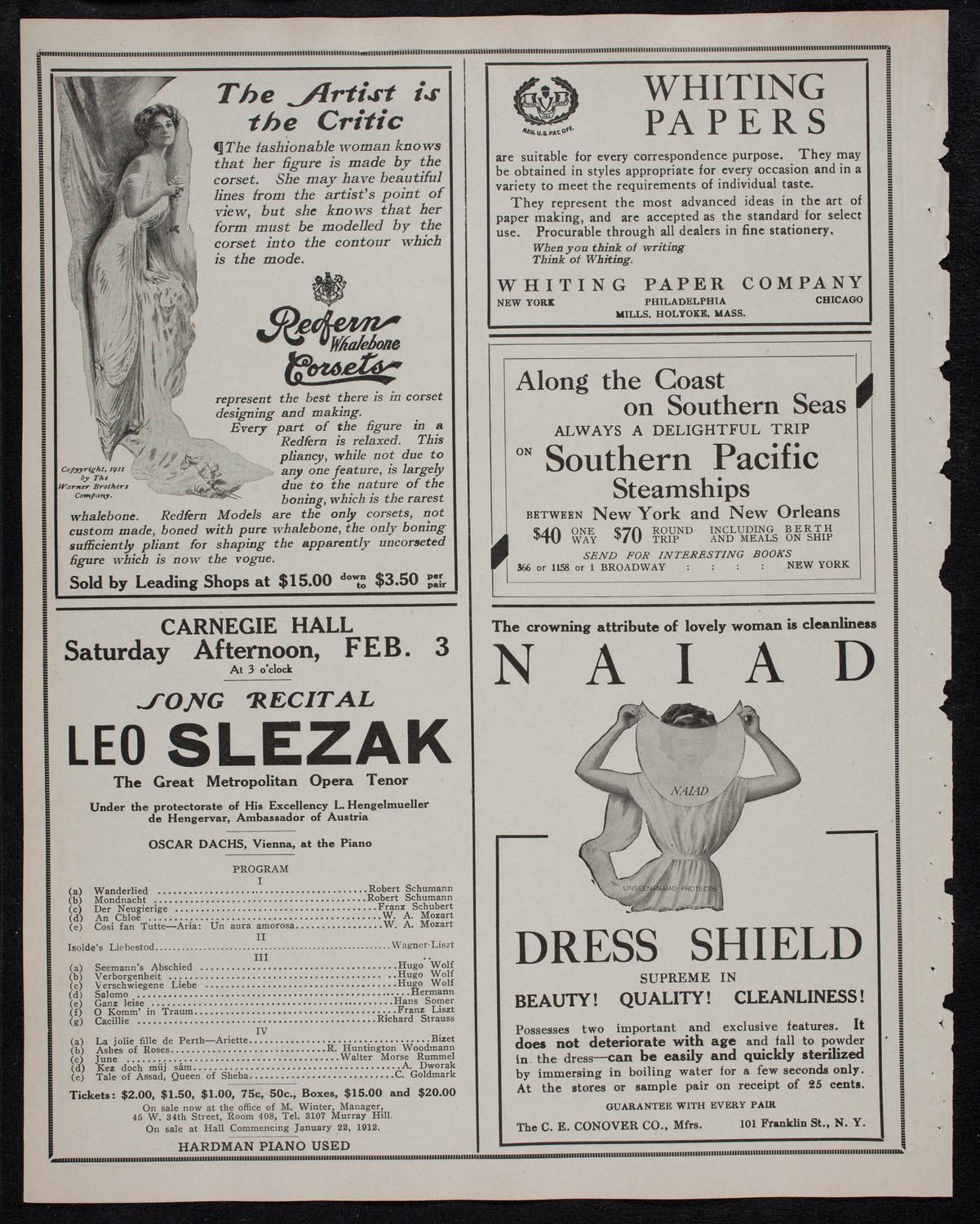 New York Philharmonic, January 26, 1912, program page 2