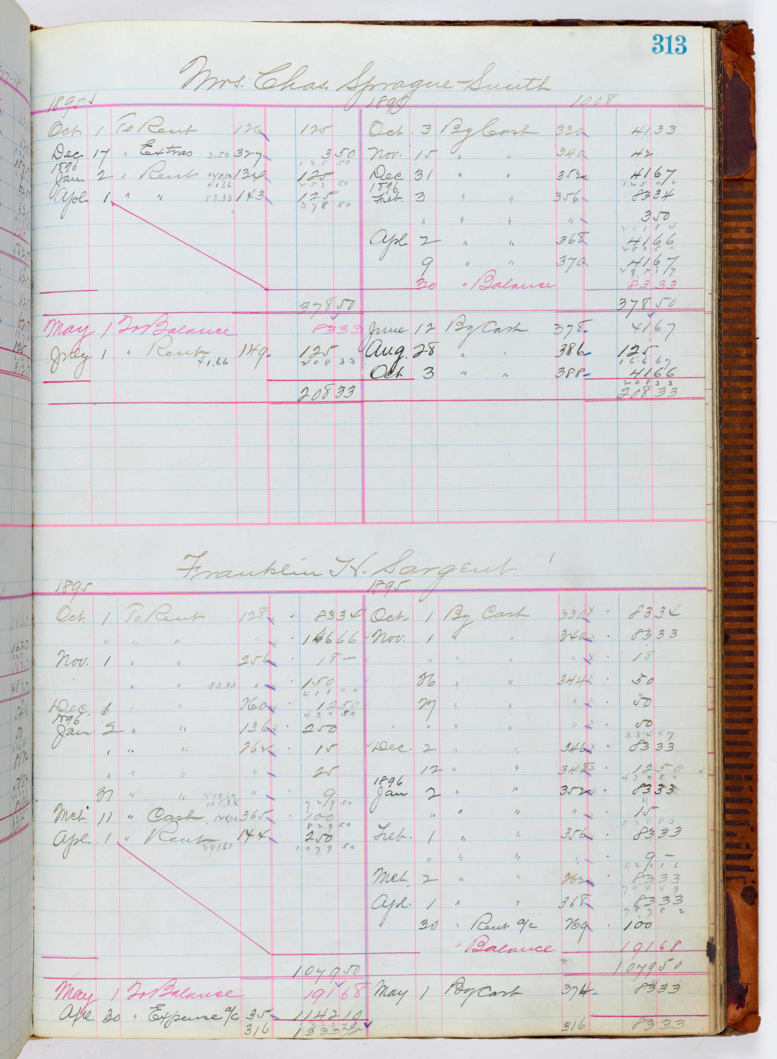 Music Hall Accounting Ledger, volume 1, page 313