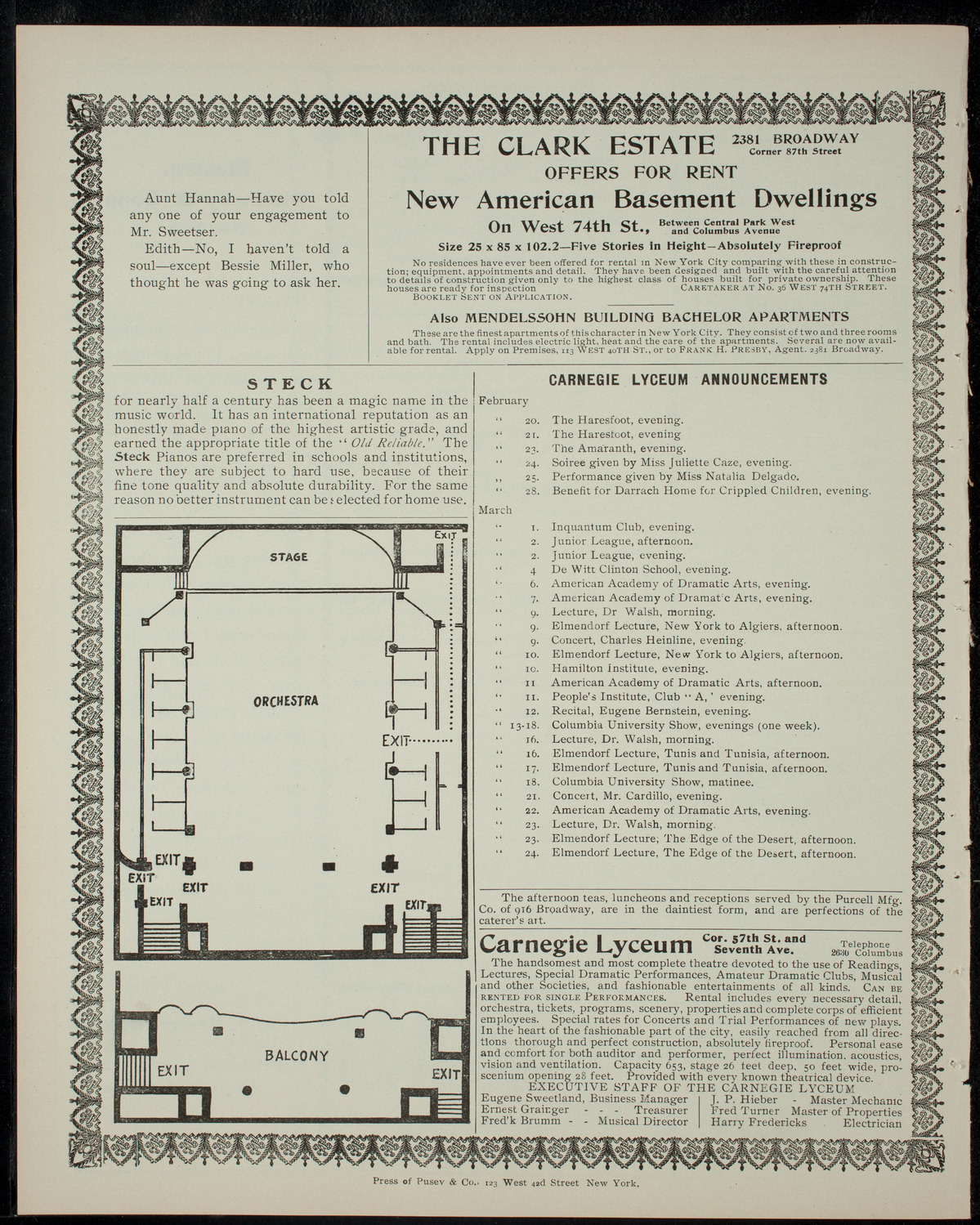 Normal College Dramatic Club, February 18, 1905, program page 4