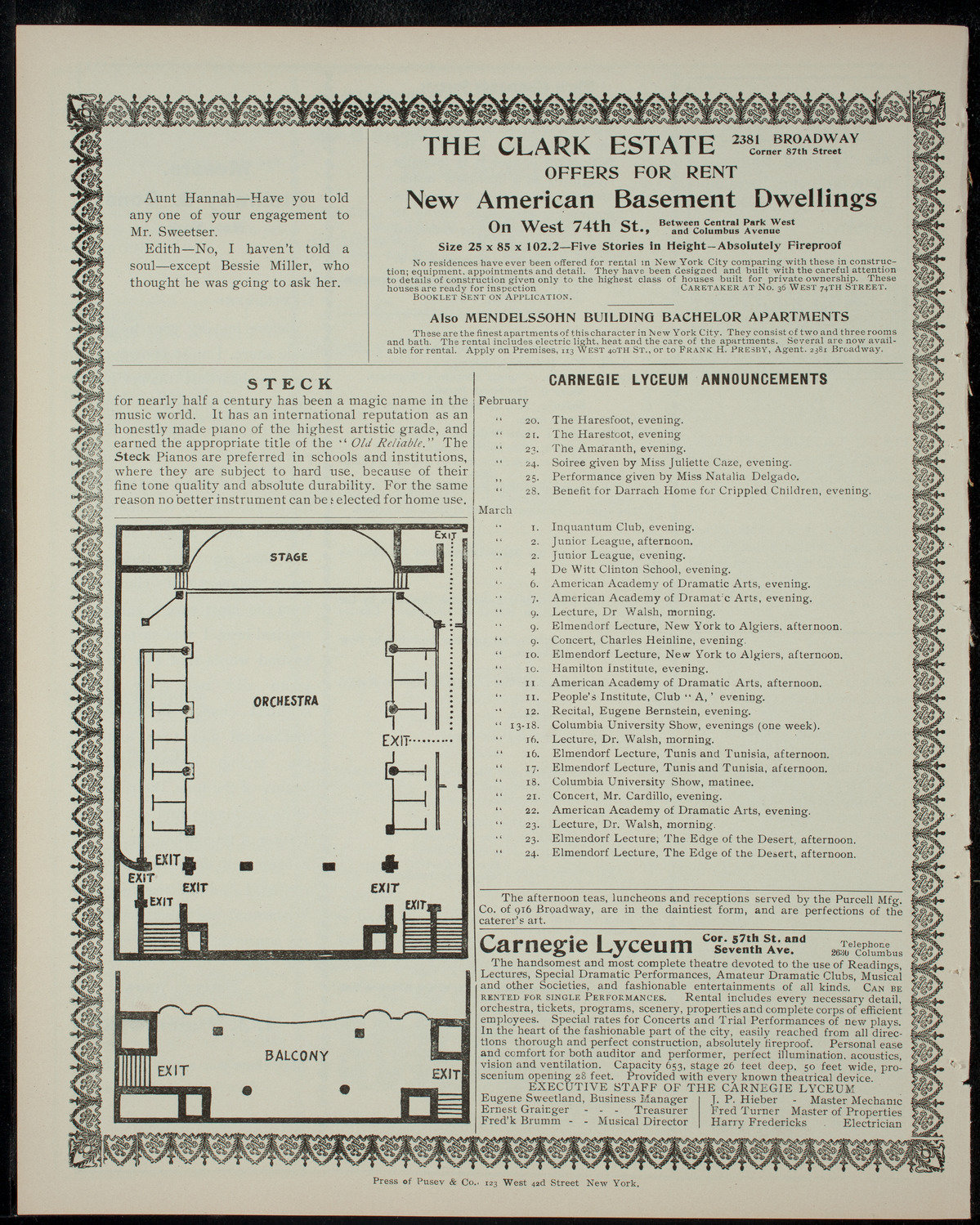 Normal College Dramatic Club, February 18, 1905, program page 4