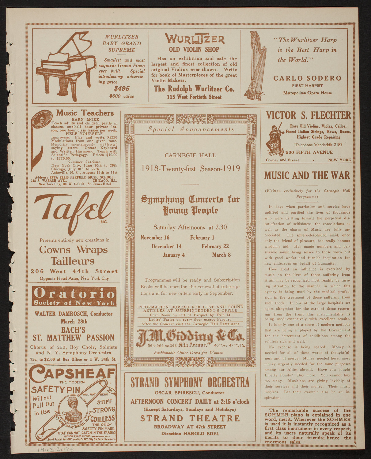 Choir of the Cathedral of St. John the Divine, March 12, 1918, program page 9