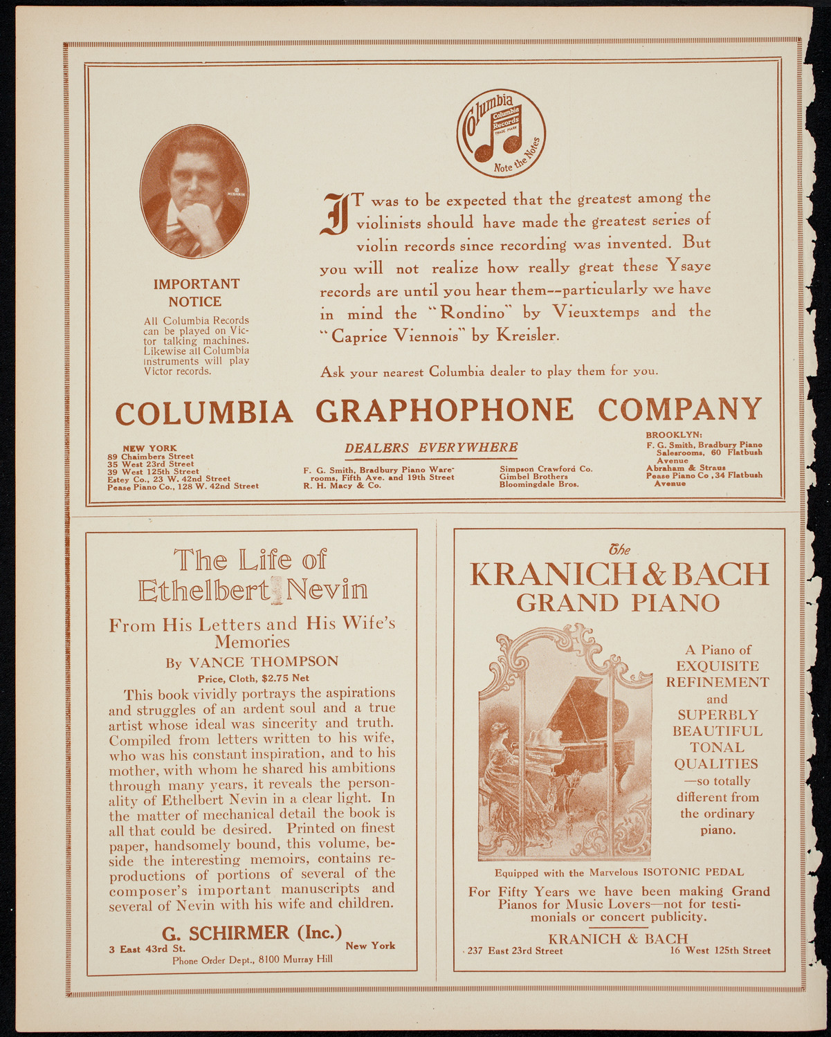 Julia Culp, Contralto, January 5, 1914, program page 6