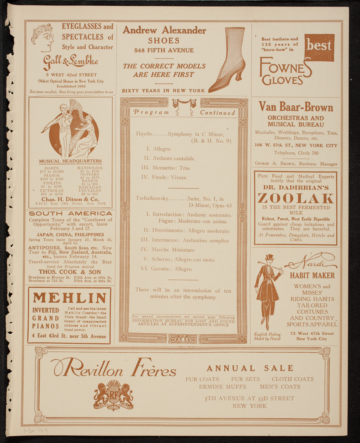 Boston Symphony Orchestra, January 6, 1917, program page 7