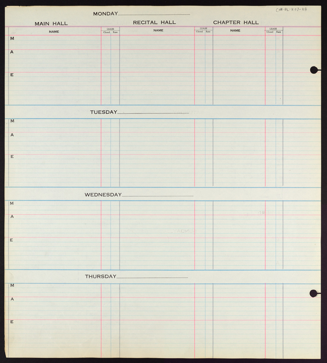 Carnegie Hall Booking Ledger, volume 7, page 118