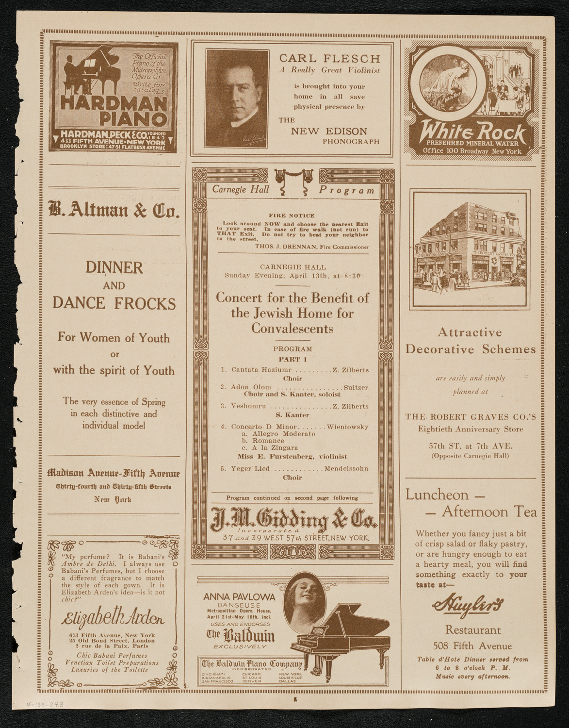 Benefit: Jewish Home for Convalescents, April 13, 1924, program page 5