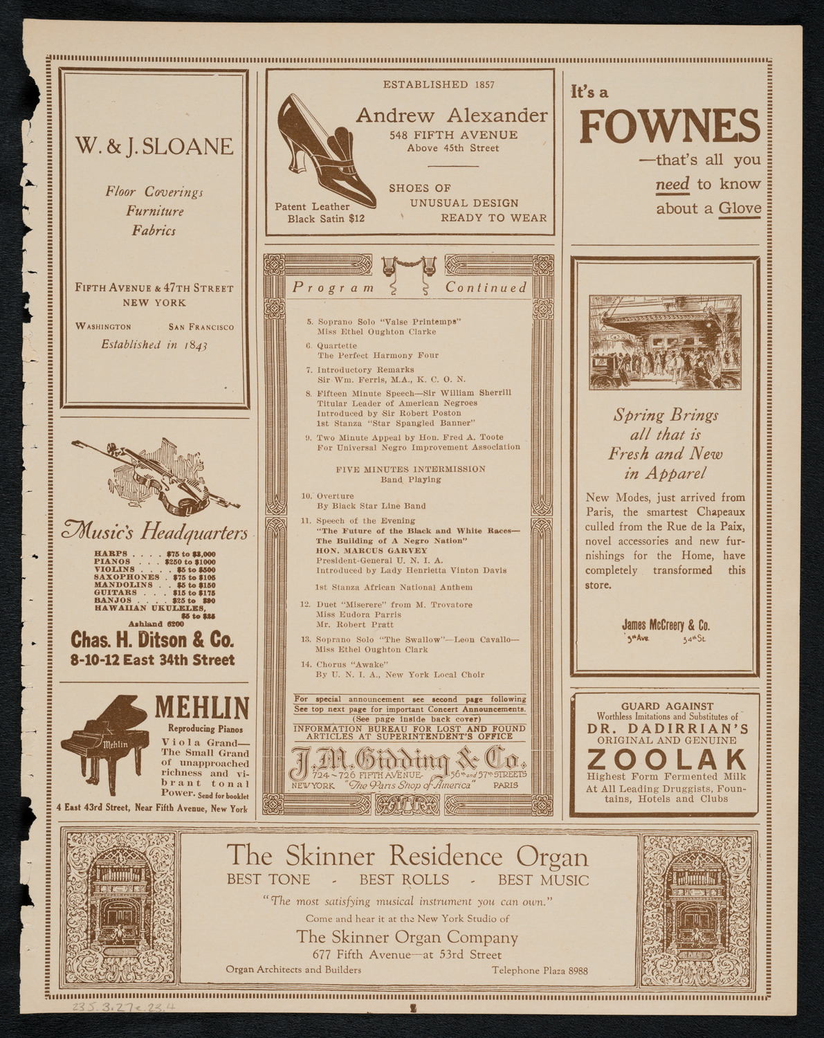 Universal Negro Improvement Association Meeting and Concert, March 27, 1923, program page 7