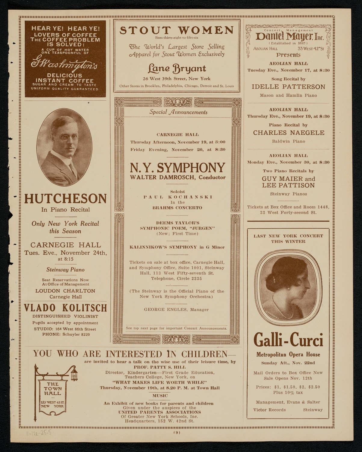 New York Philharmonic, November 12, 1925, program page 9