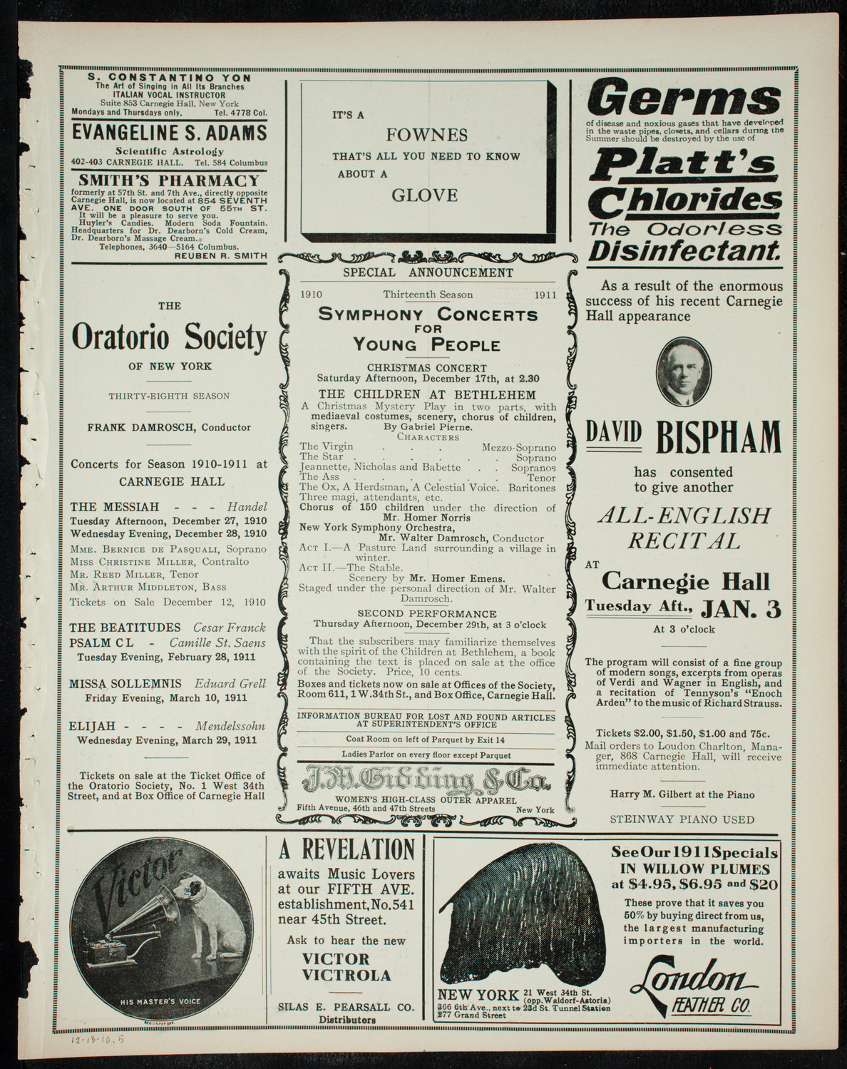 New York Philharmonic, December 13, 1910, program page 9