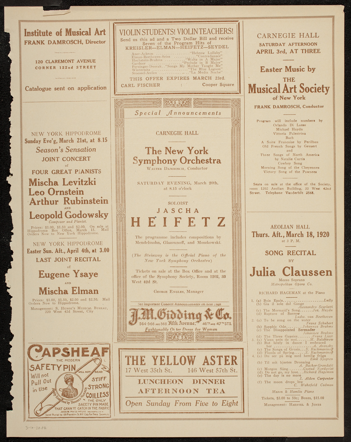 Anna Case, Soprano, March 10, 1920, program page 9