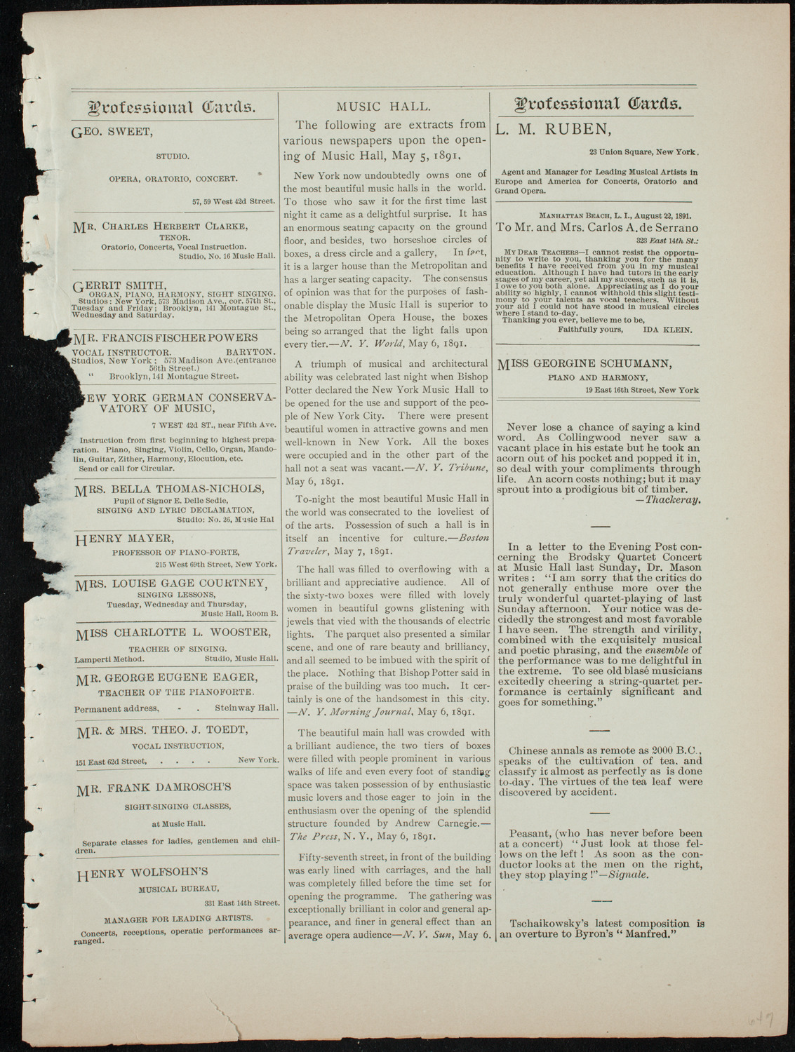 Benefit: German Hospital and Dispensary, January 21, 1892, program page 15