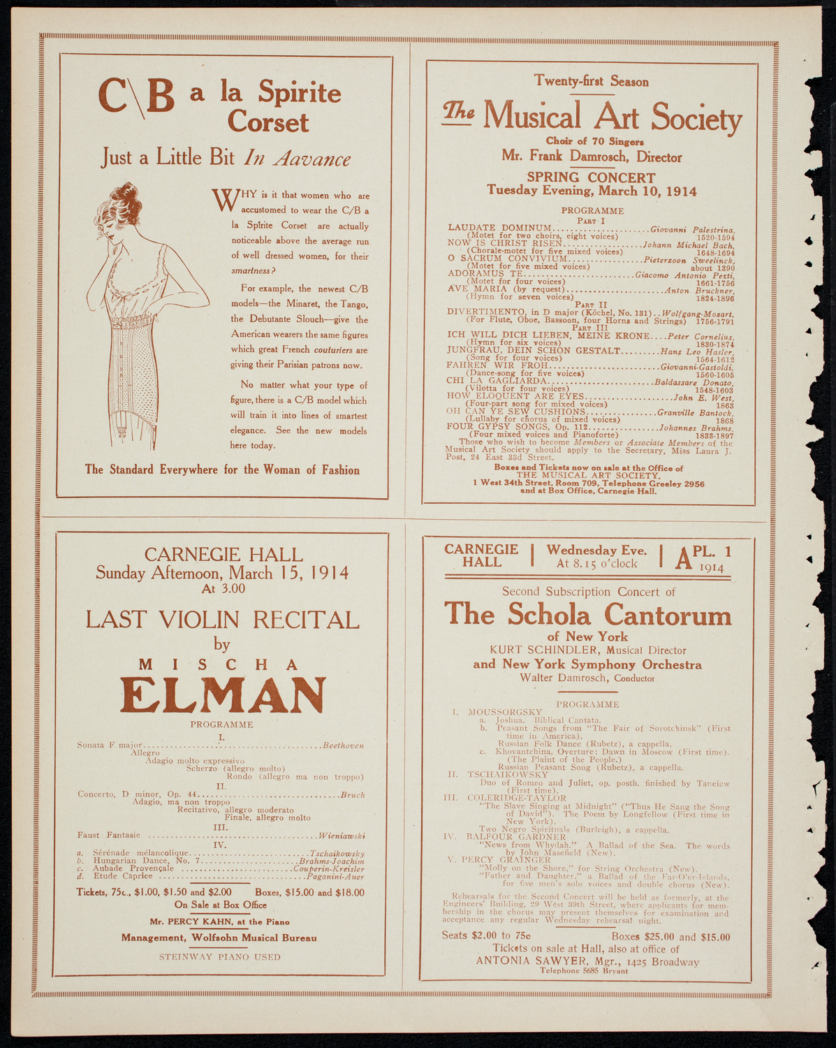 New York Philharmonic, March 5, 1914, program page 8