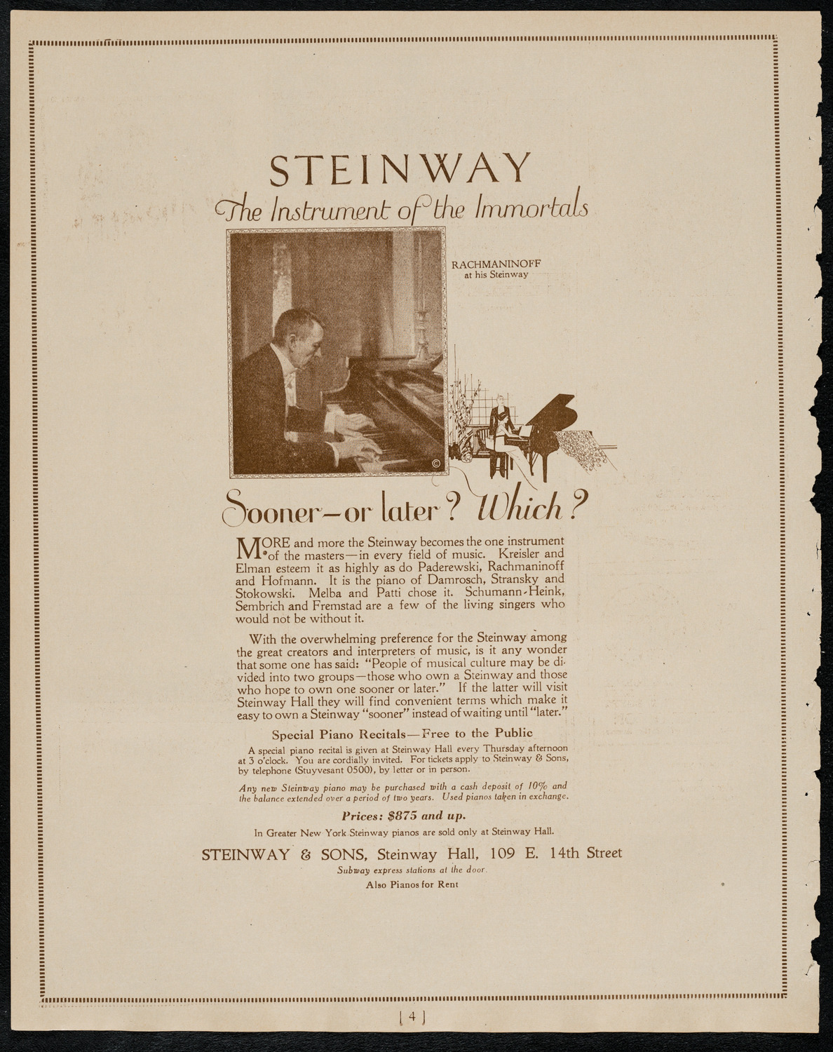 New York Philharmonic, March 23, 1922, program page 4
