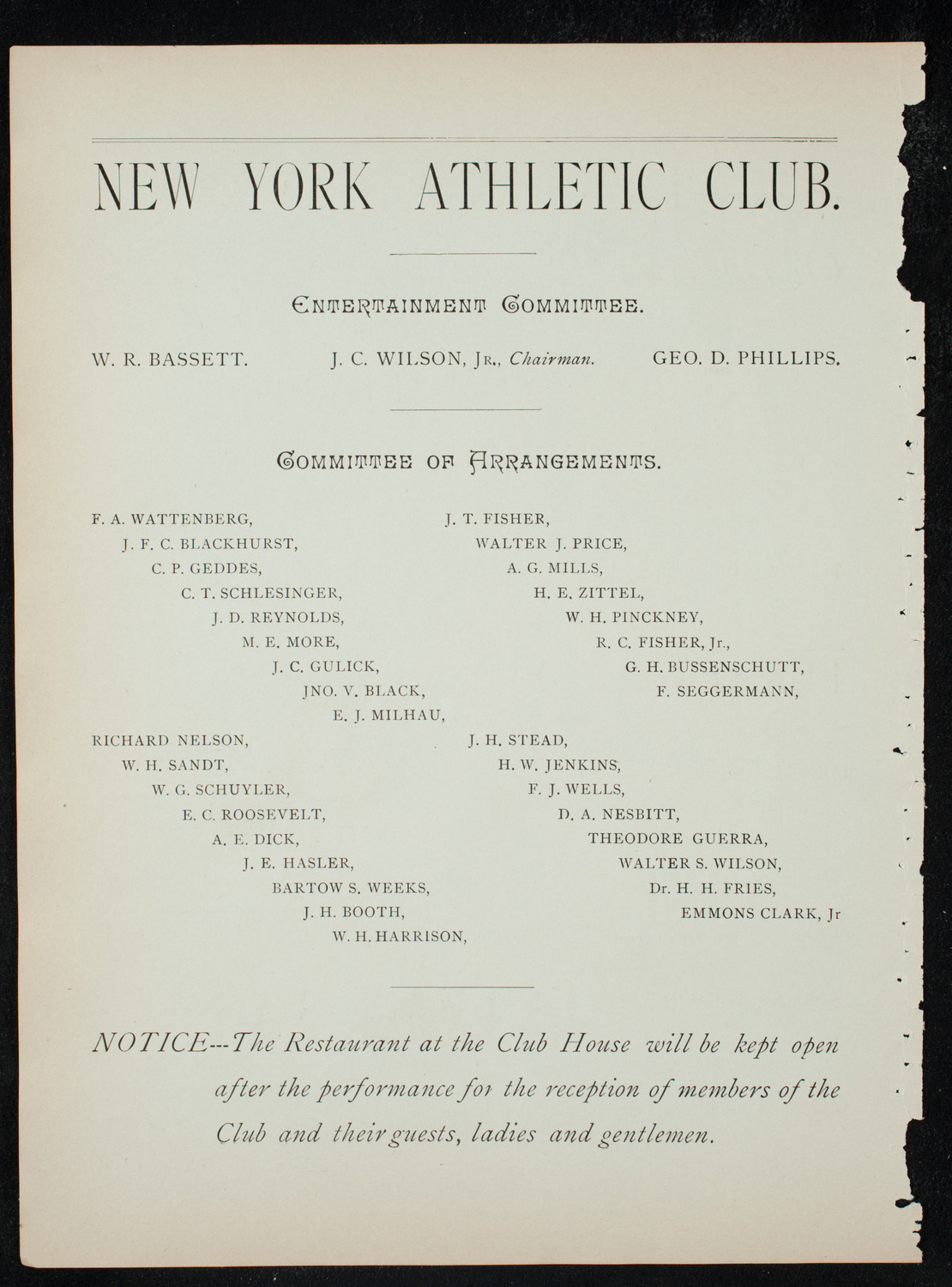 New York Athletic Club Amateur Minstrel Show, December 12, 1891, program page 12