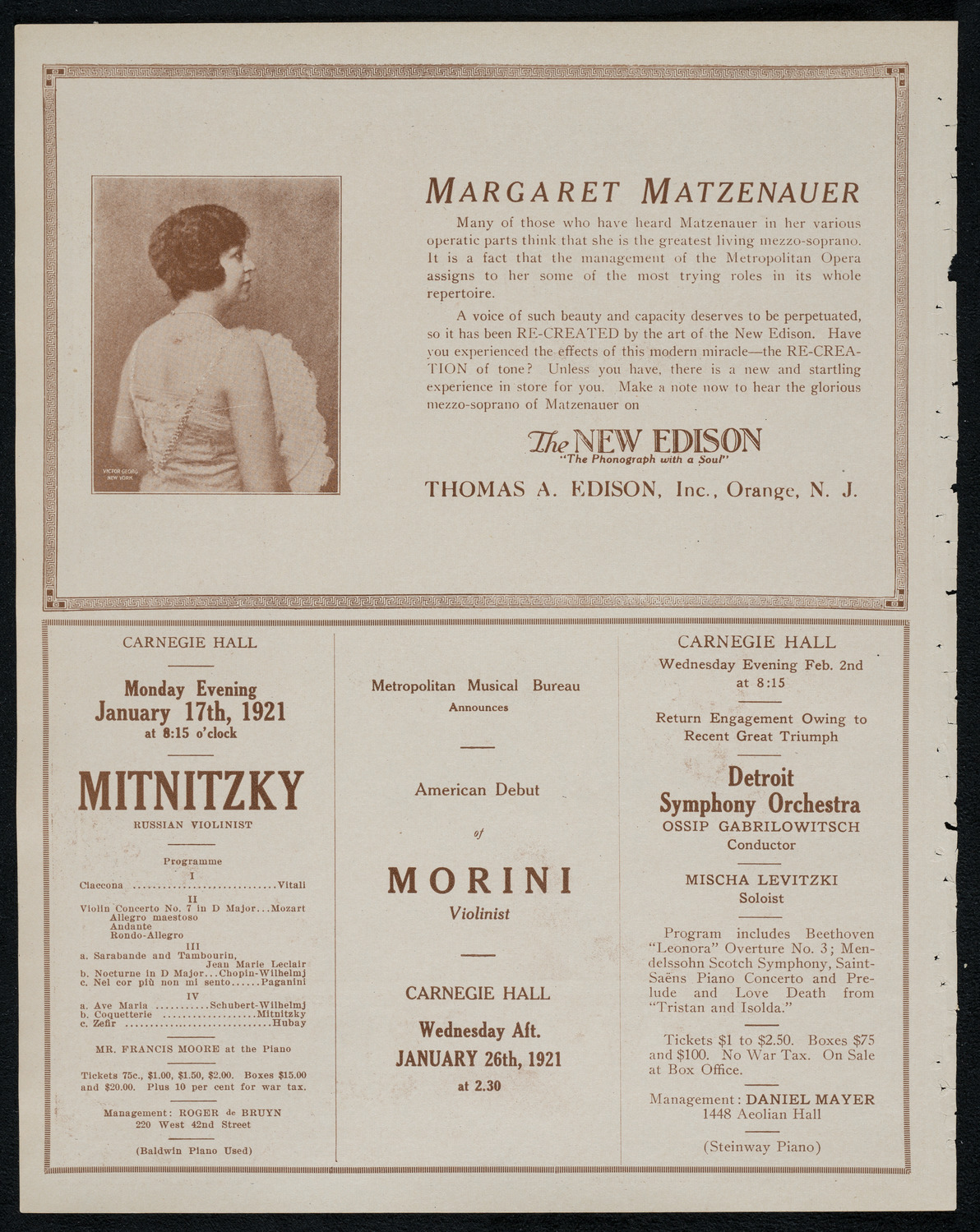 Schola Cantorum of New York, January 12, 1921, program page 2