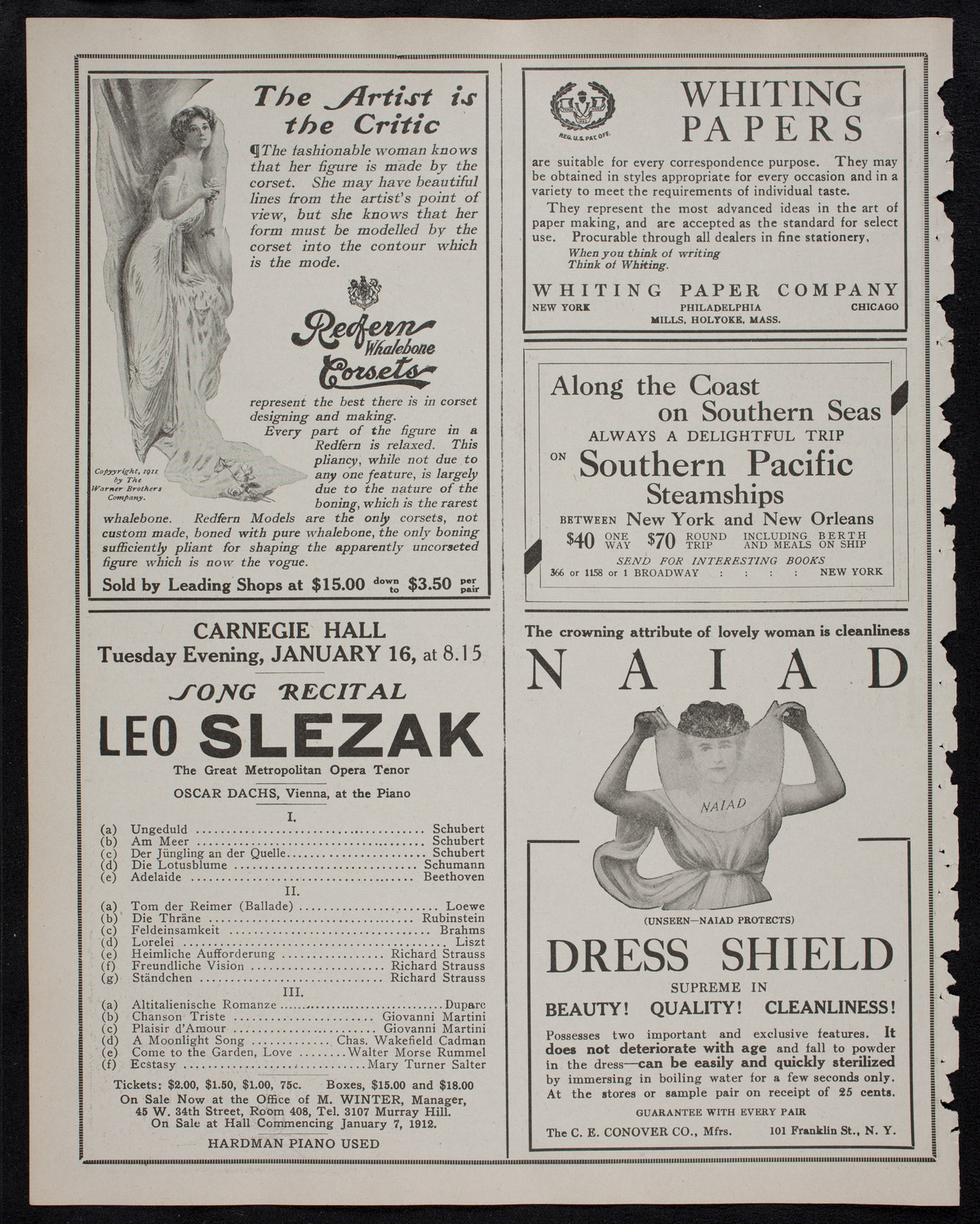 Boston Symphony Orchestra, January 13, 1912, program page 2