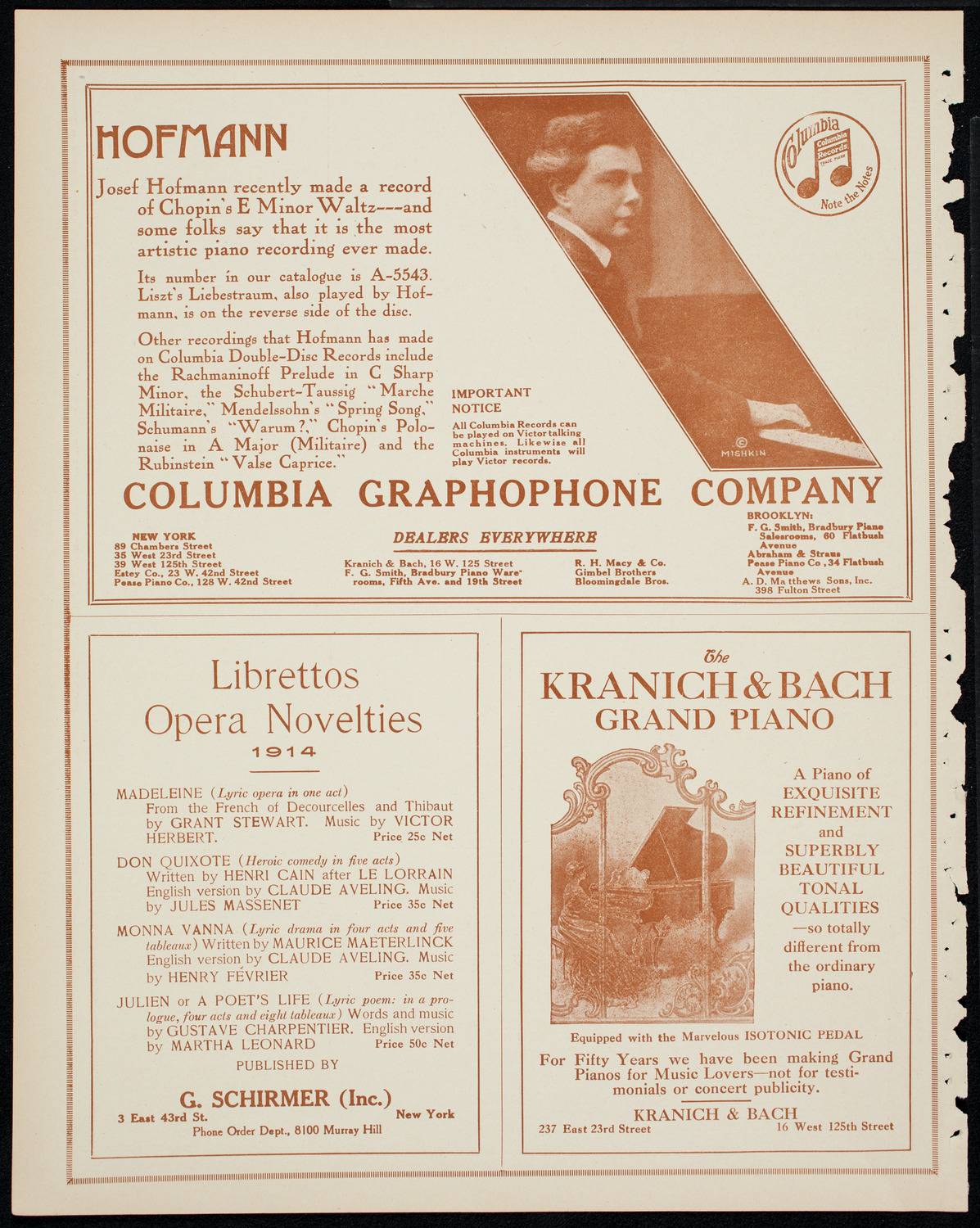 New York Philharmonic, March 5, 1914, program page 6