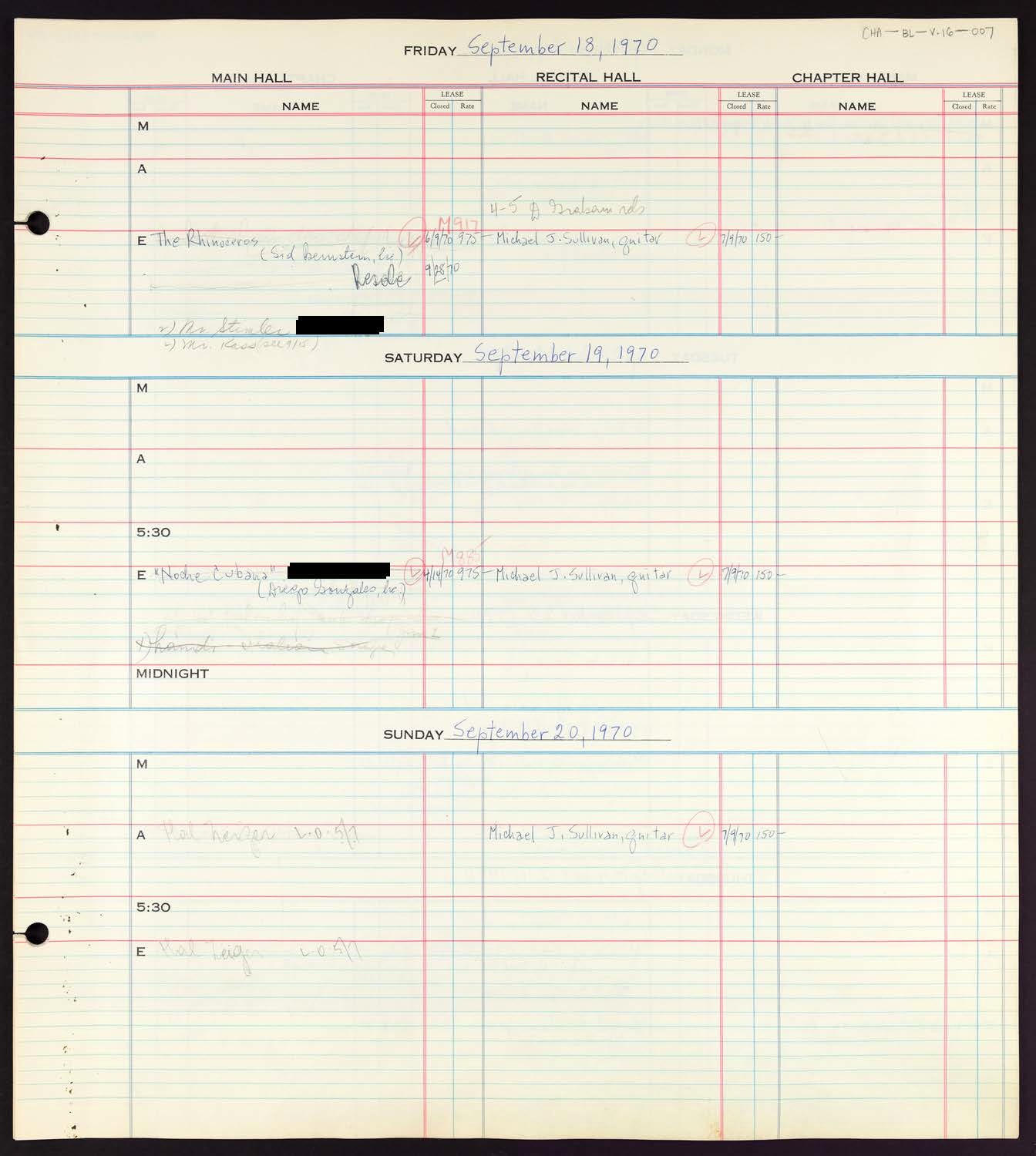 Carnegie Hall Booking Ledger, volume 16, page 7