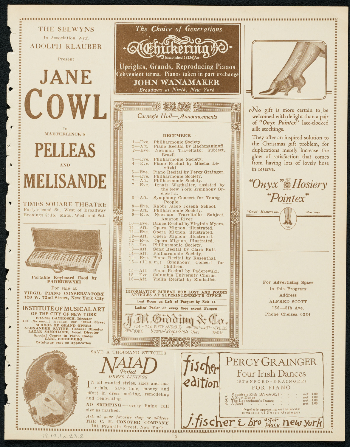 Boston Symphony Orchestra, December 1, 1923, program page 3