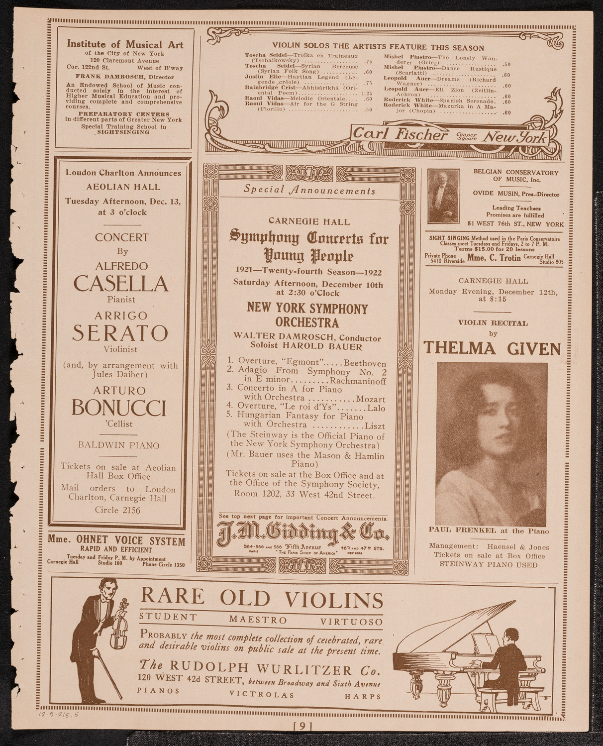 Cecelia Guider, Soprano, December 5, 1921, program page 9