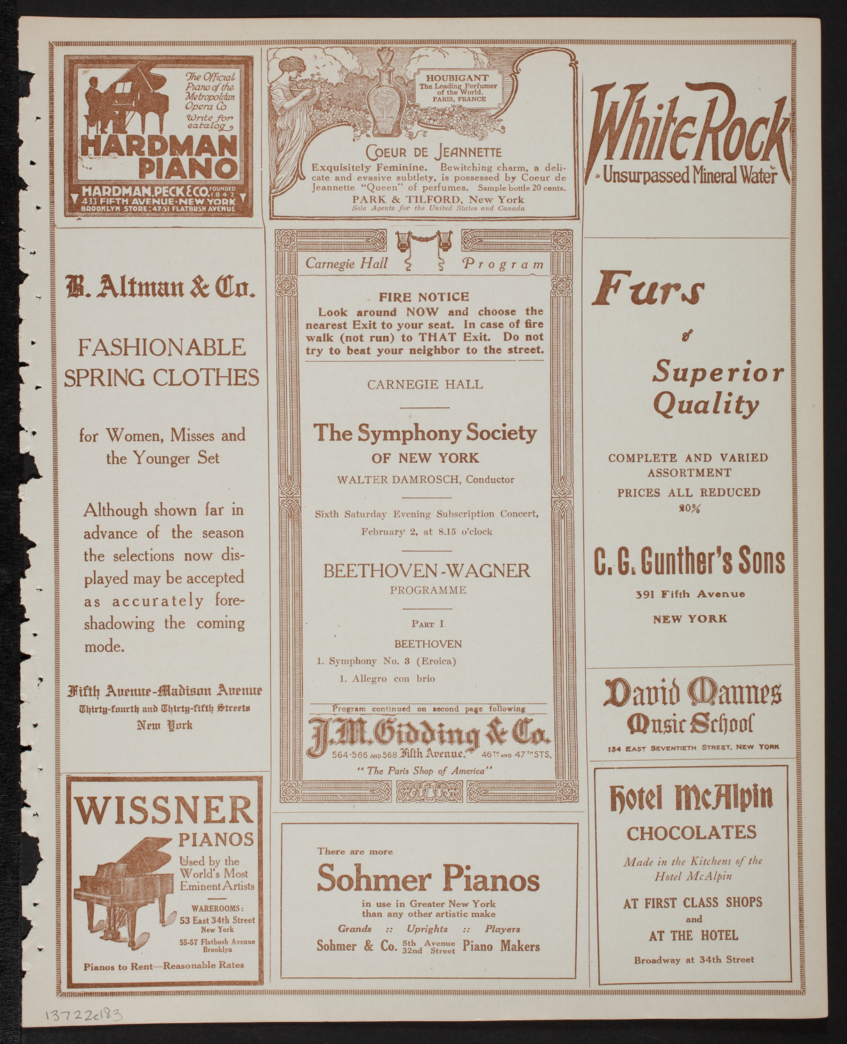 New York Symphony Orchestra, February 2, 1918, program page 5