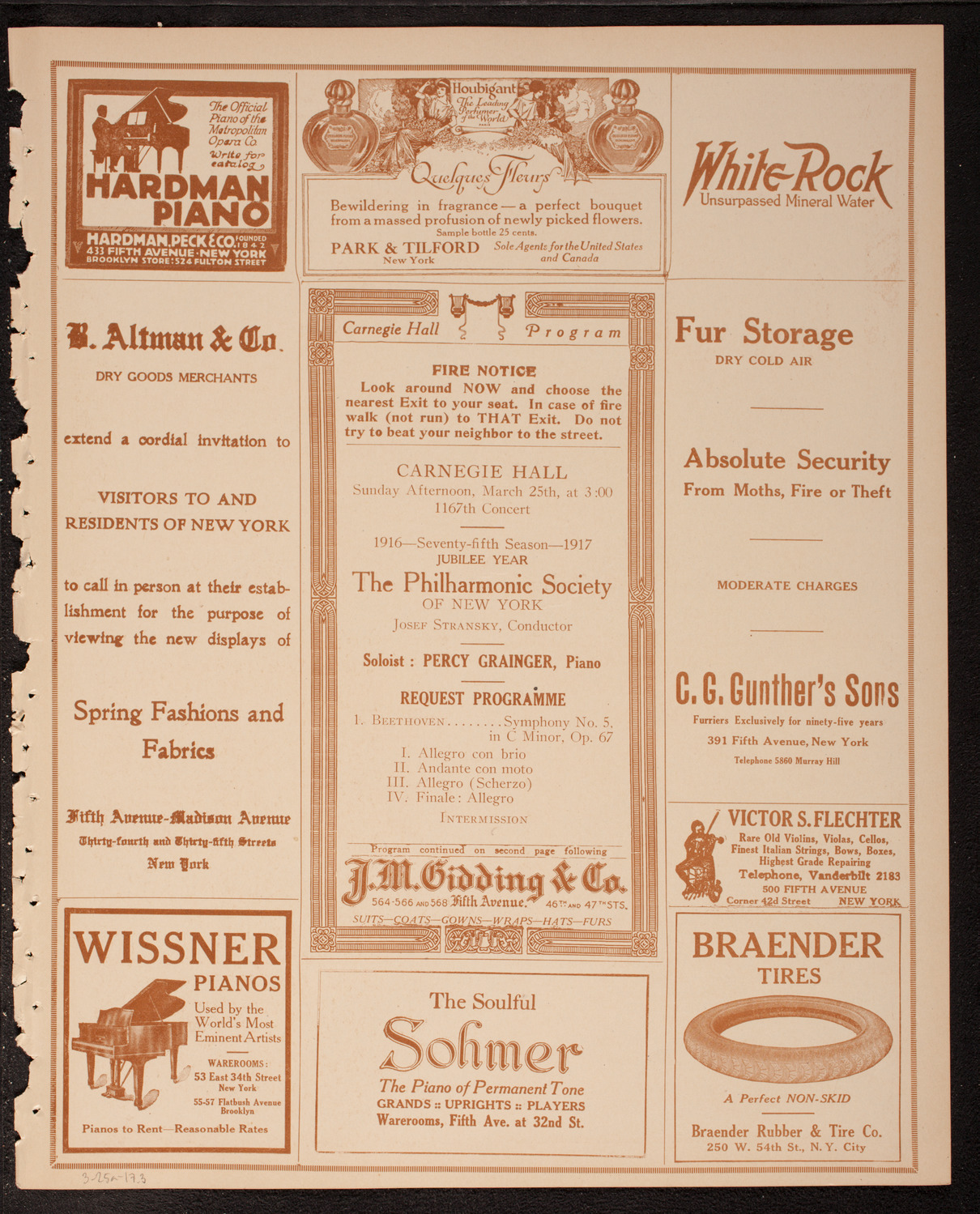 New York Philharmonic, March 25, 1917, program page 5