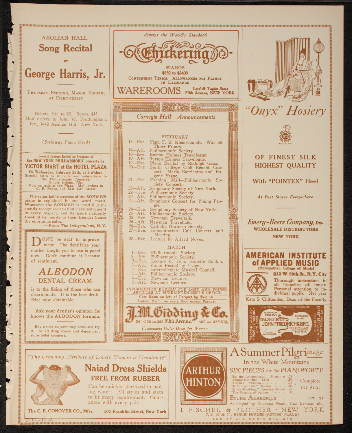 Boston Symphony Orchestra, February 17, 1917, program page 3