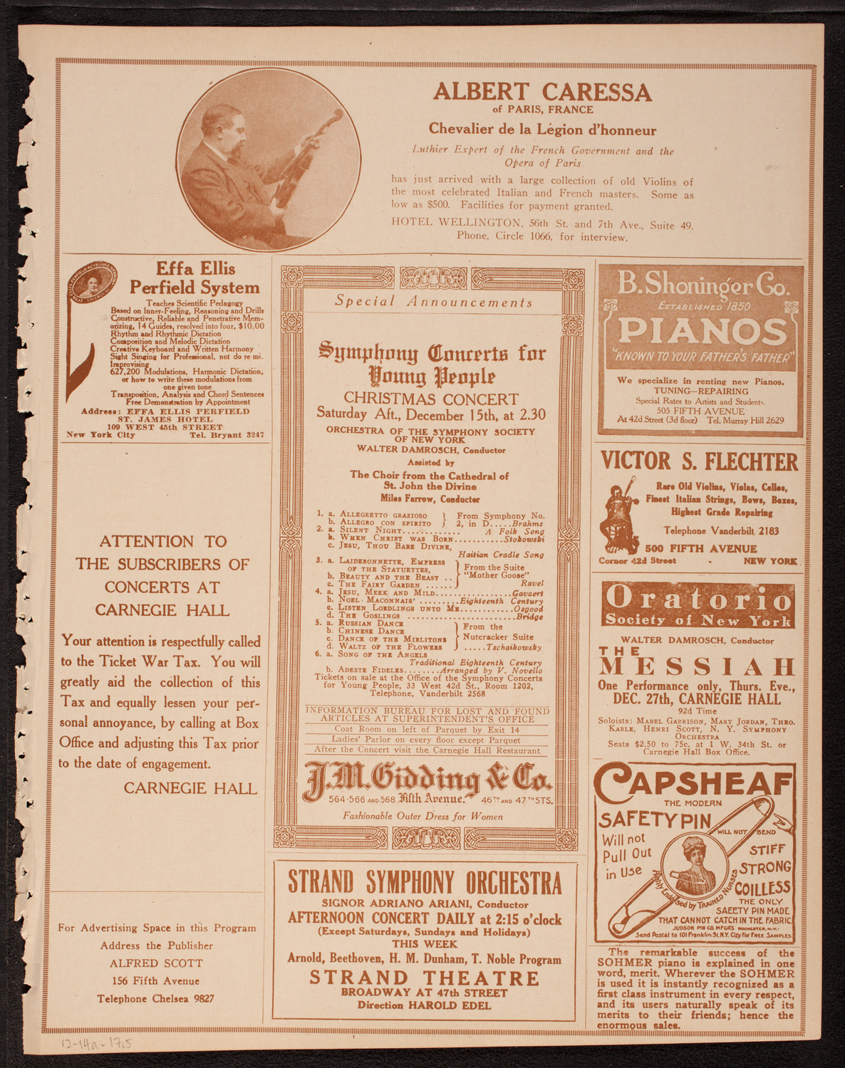 New York Philharmonic, December 14, 1917, program page 9