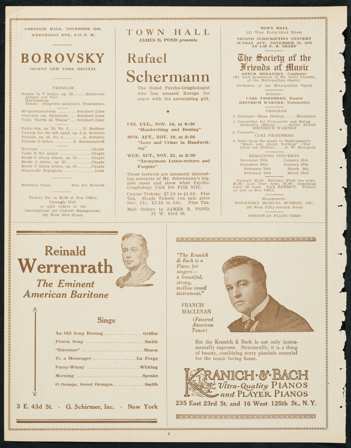 Margaret Matzenauer, Mezzo-Soprano, November 13, 1923, program page 6