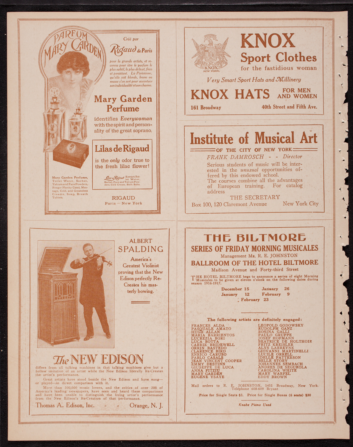 Oratorio Society of New York, December 6, 1916, program page 2