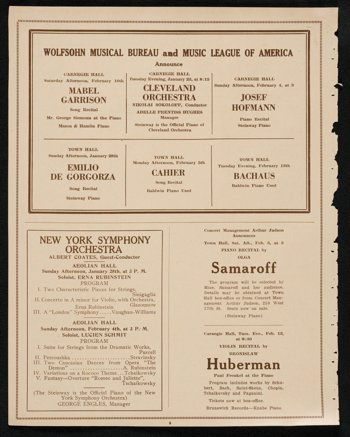 Union of American Hebrew Congregations Golden Jubilee Convention, January 22, 1923, program page 8