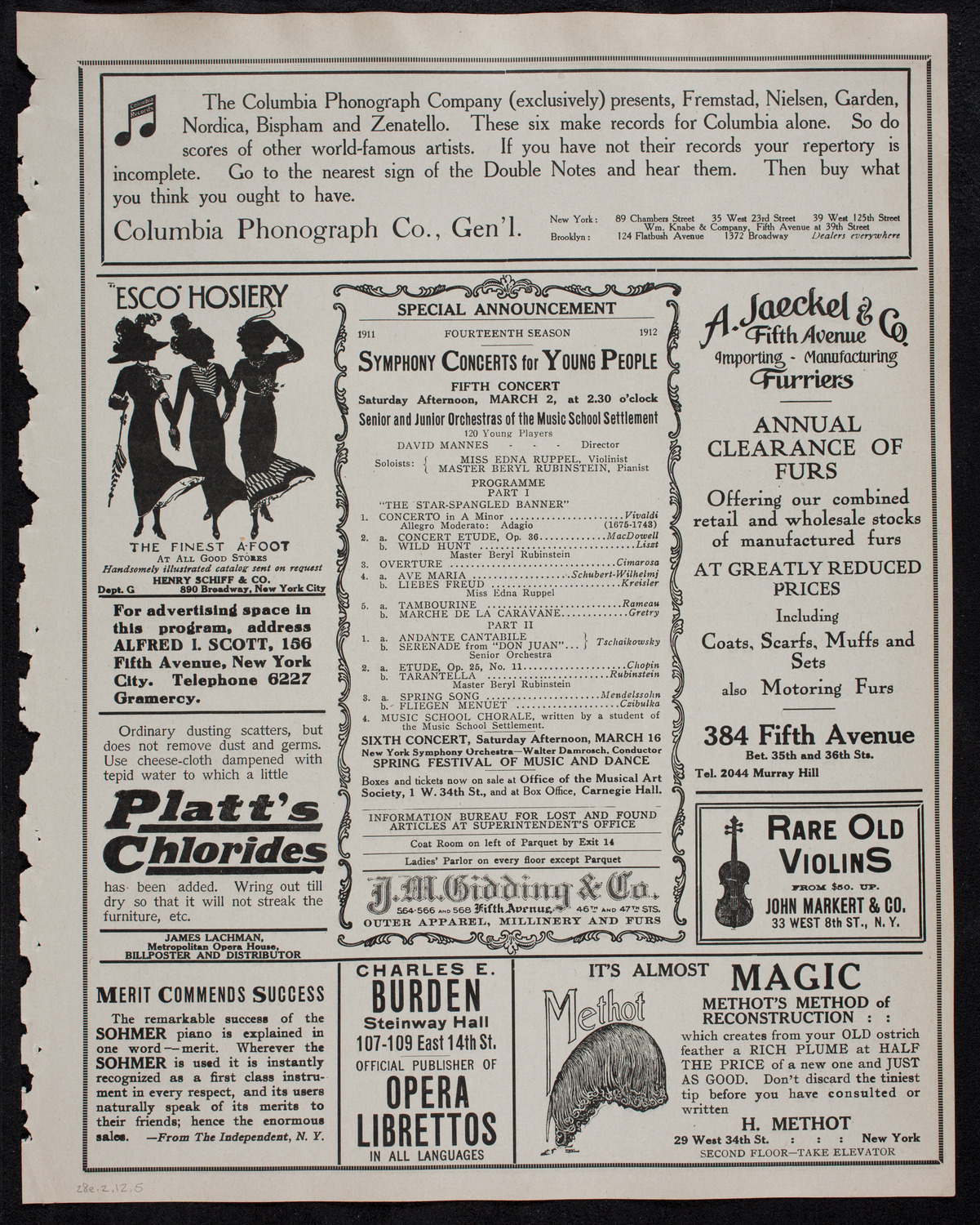 Mendelssohn Choir of Toronto with the Theodore Thomas Orchestra, February 28, 1912, program page 9