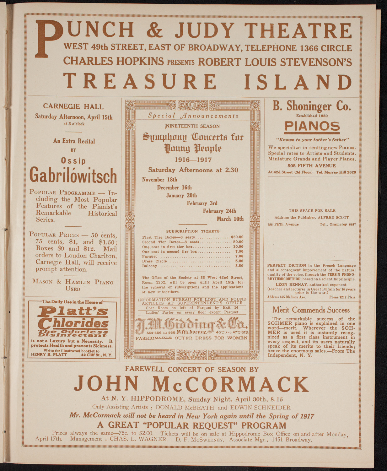 John McCormack, Tenor, April 9, 1916, program page 9