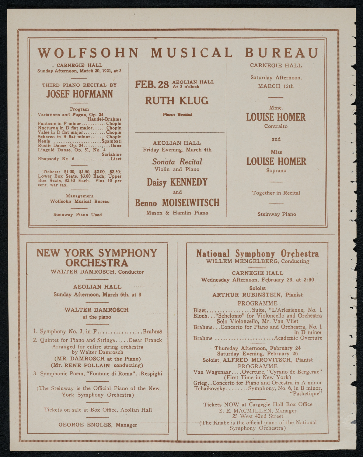 Carlo Sabatini, Violin, February 22, 1921, program page 8
