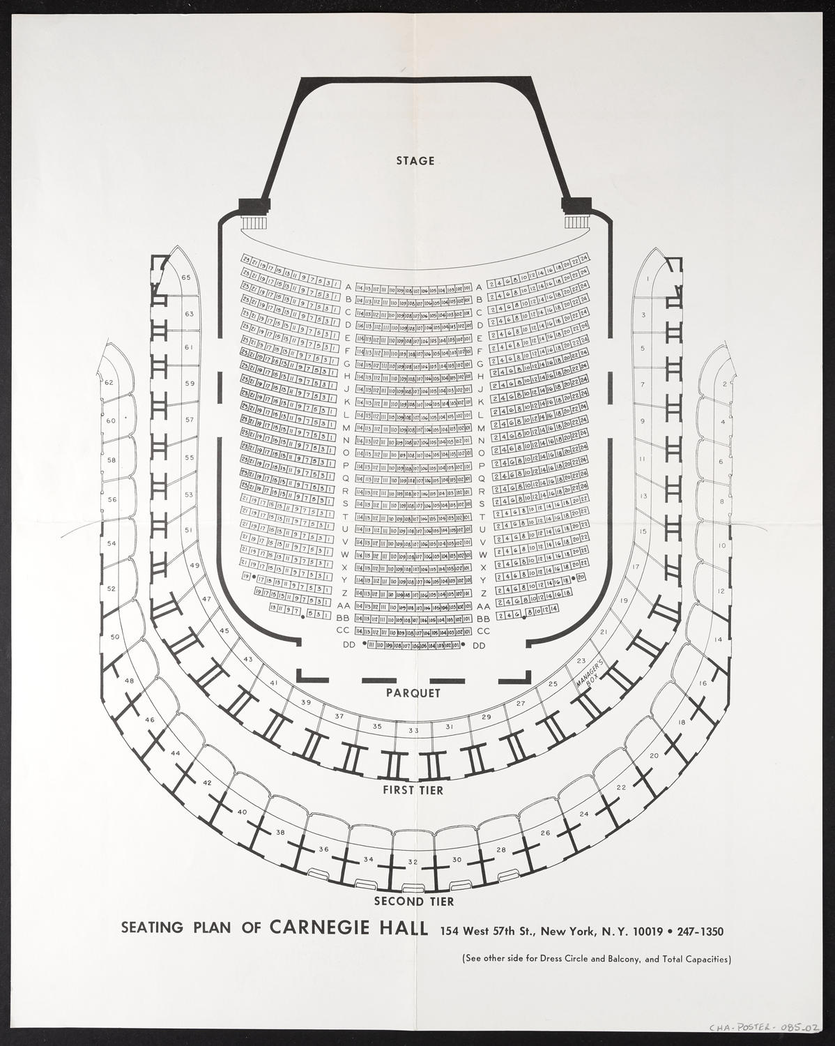 Seating Plan of Main Hall, Parquet, First Tier, Second Tier