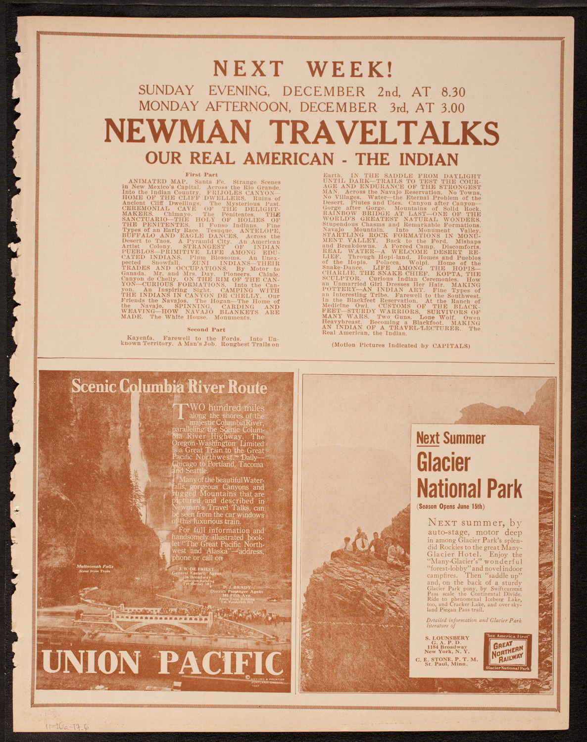 Newman Traveltalks: Our Pacific Coast, November 26, 1917, program page 11
