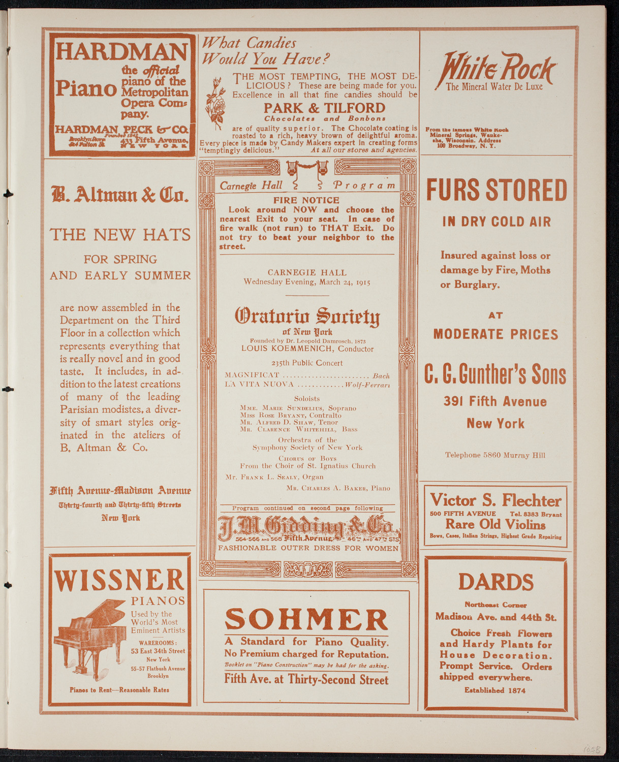 Oratorio Society of New York, March 24, 1915, program page 5