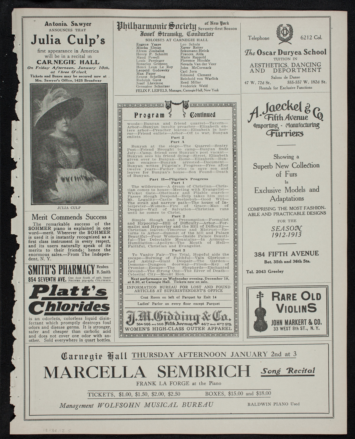 Symphony Photo Drama: Life of John Bunyan and his Pilgrim's Progress Allegory, December 13, 1912, program page 9