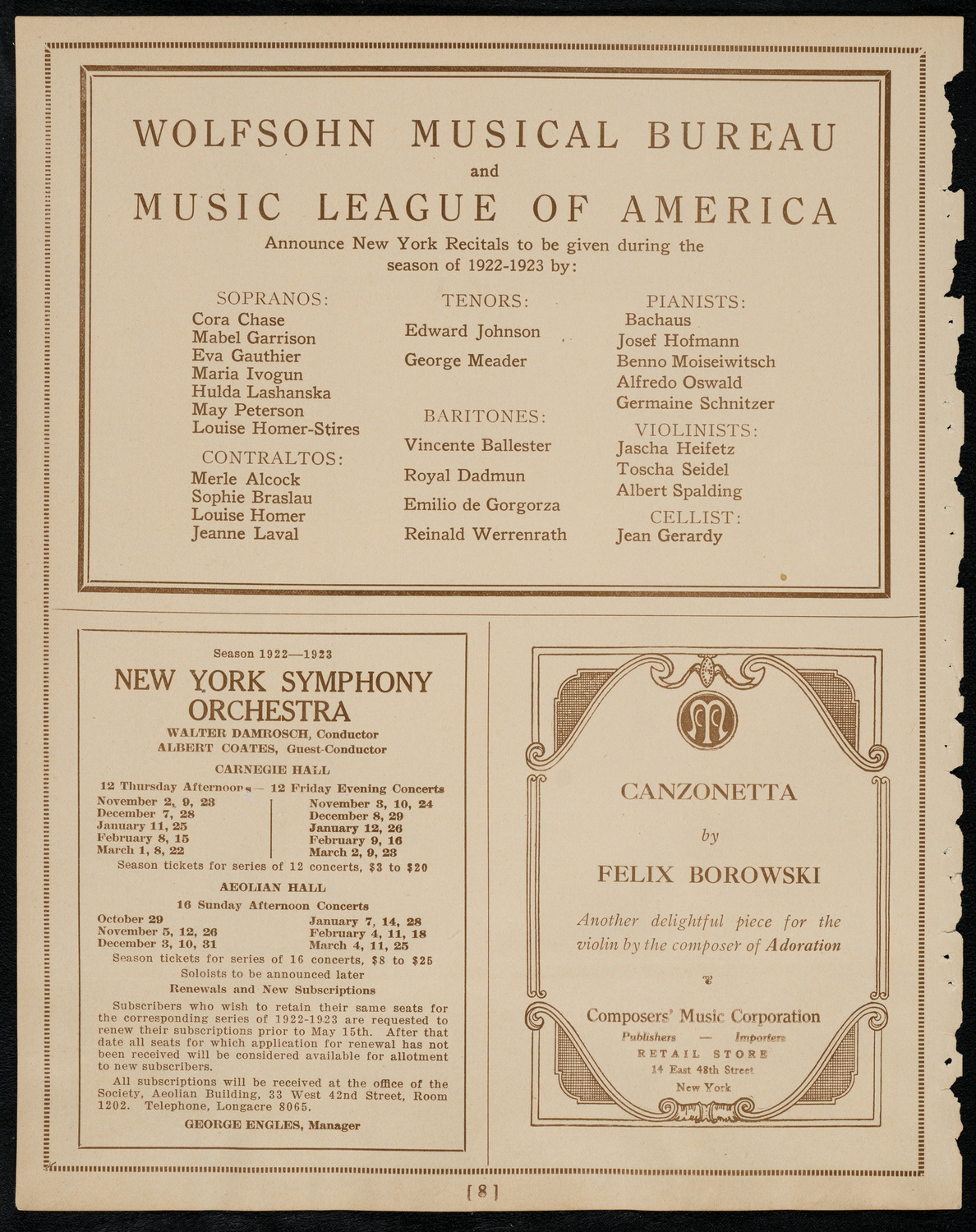 Angelo Guiffrida, Violin, May 28, 1922, program page 8
