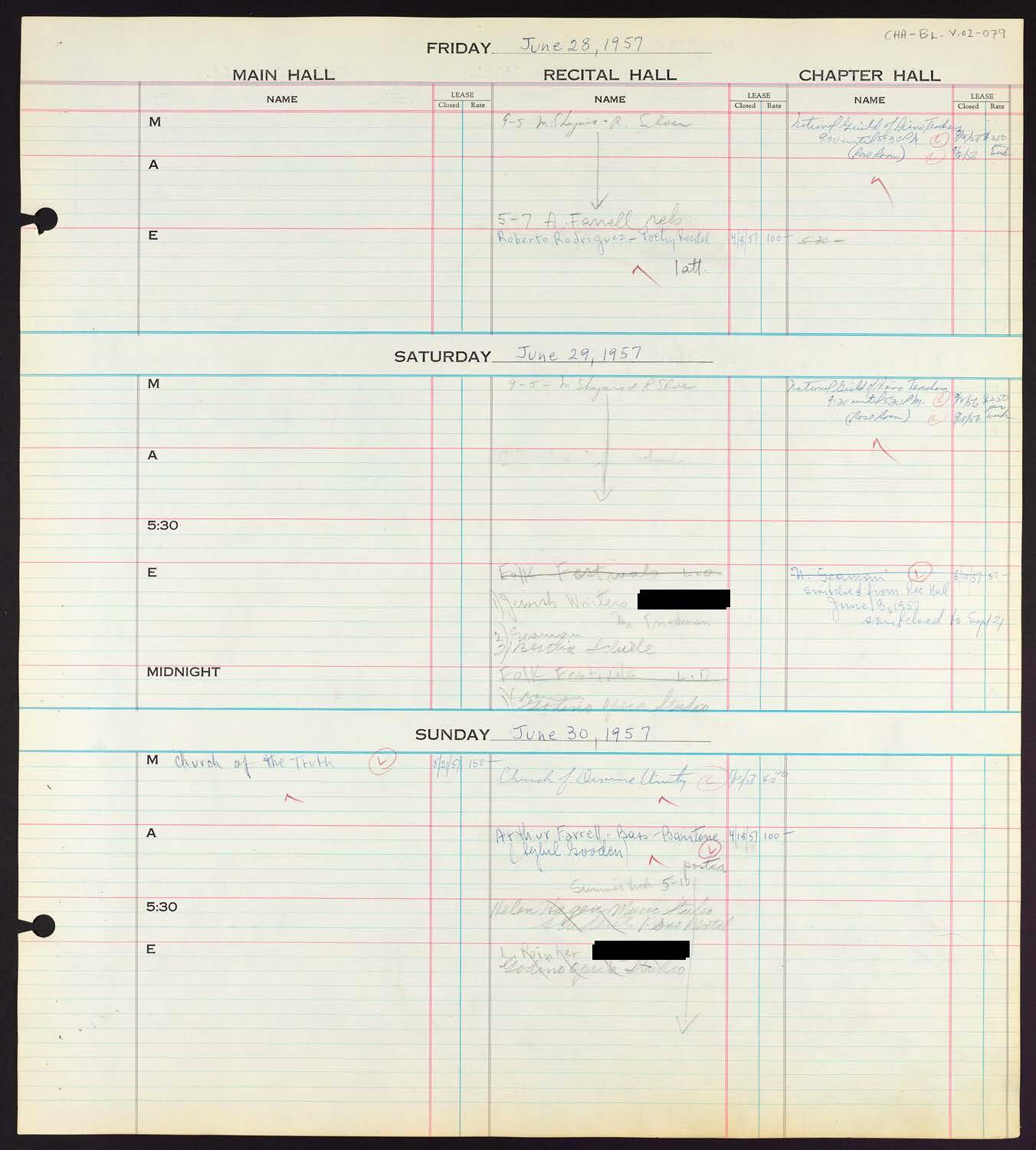 Carnegie Hall Booking Ledger, volume 2, page 79