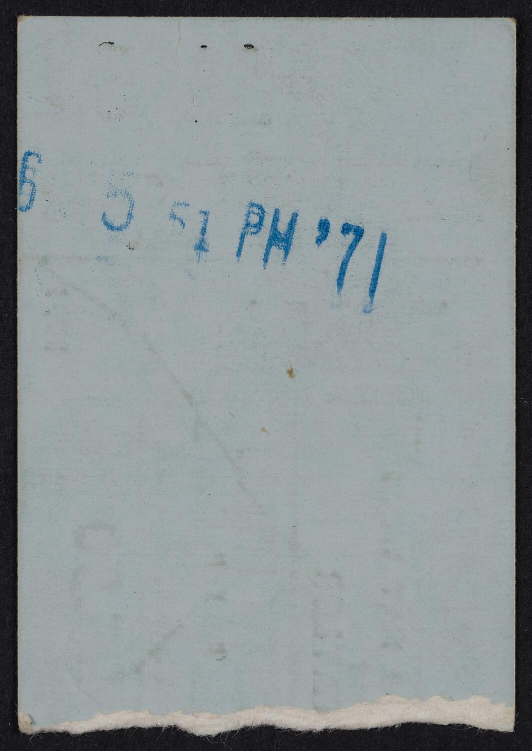 Ticket for James Taylor, December 2, 1971 (back)
