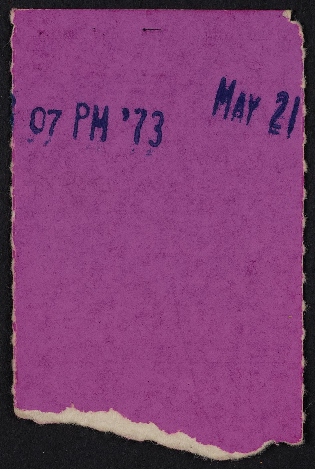 Ticket for Festival Casals of Puerto Rico, June 21, 1973 (back)