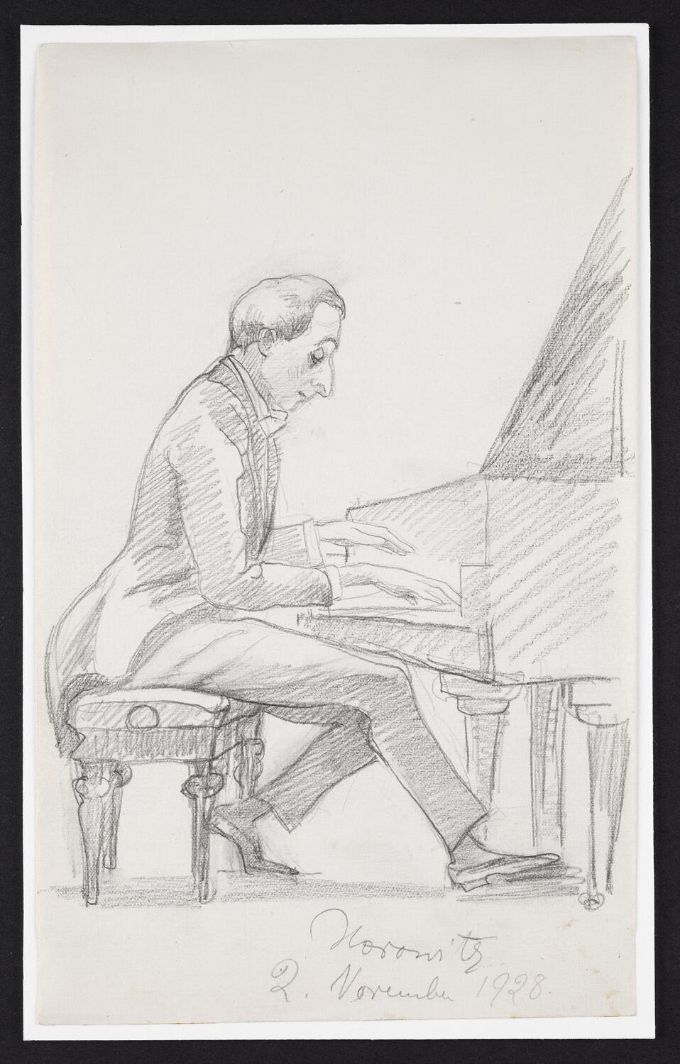 Sketch of Vladimir Horowitz playing piano