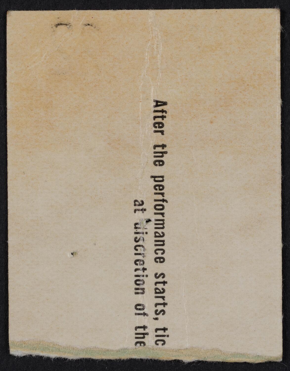 Ticket for New York Philharmonic, January 23, 1960 (back)