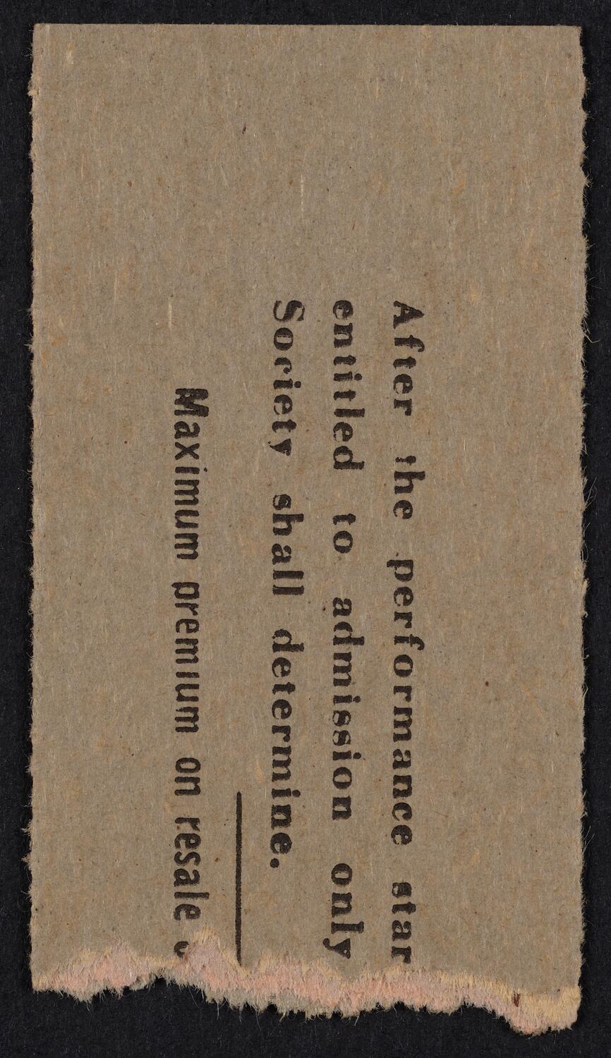 Ticket for Philharmonic Symphony Society of New York, January 12, 1945 (back)