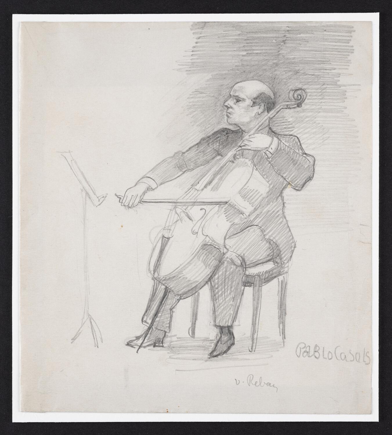 Sketch of Pablo Casals playing the cello