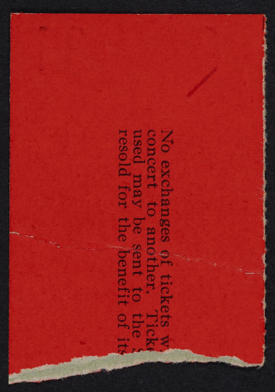 Ticket for Philharmonic-Symphony Society of New York, April 3, 1955 (back)
