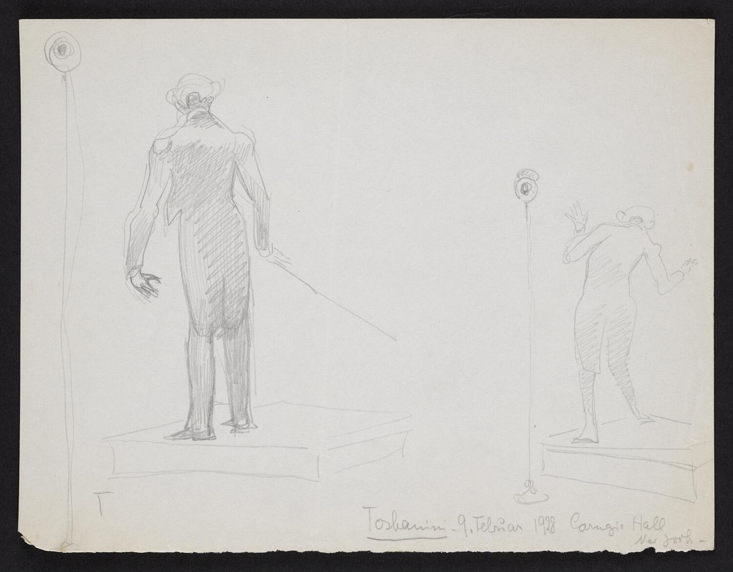 Sketches of Arturo Toscanini conducting with back to the viewer