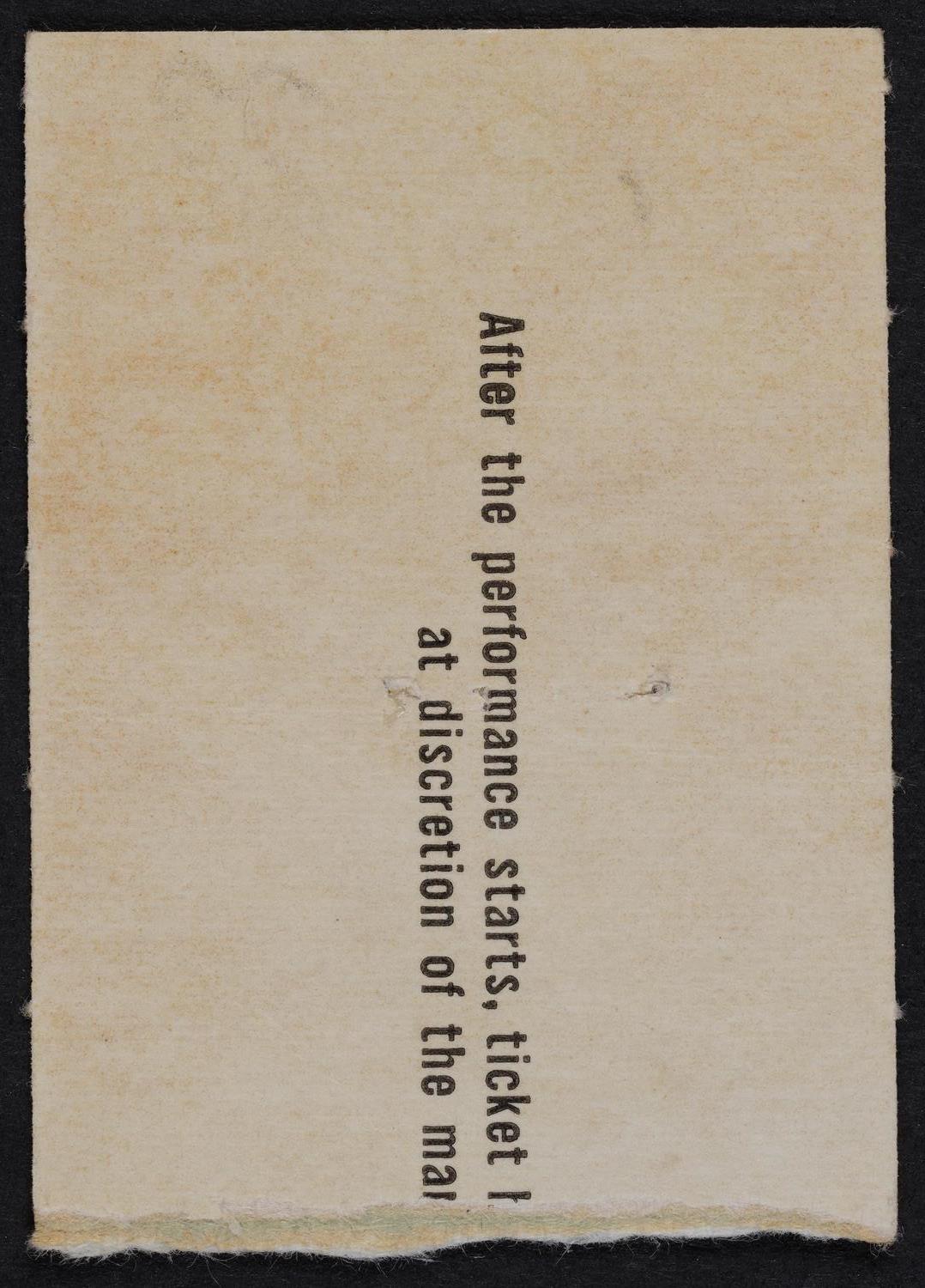 Ticket for New York Philharmonic, January 2, 1960 (back)