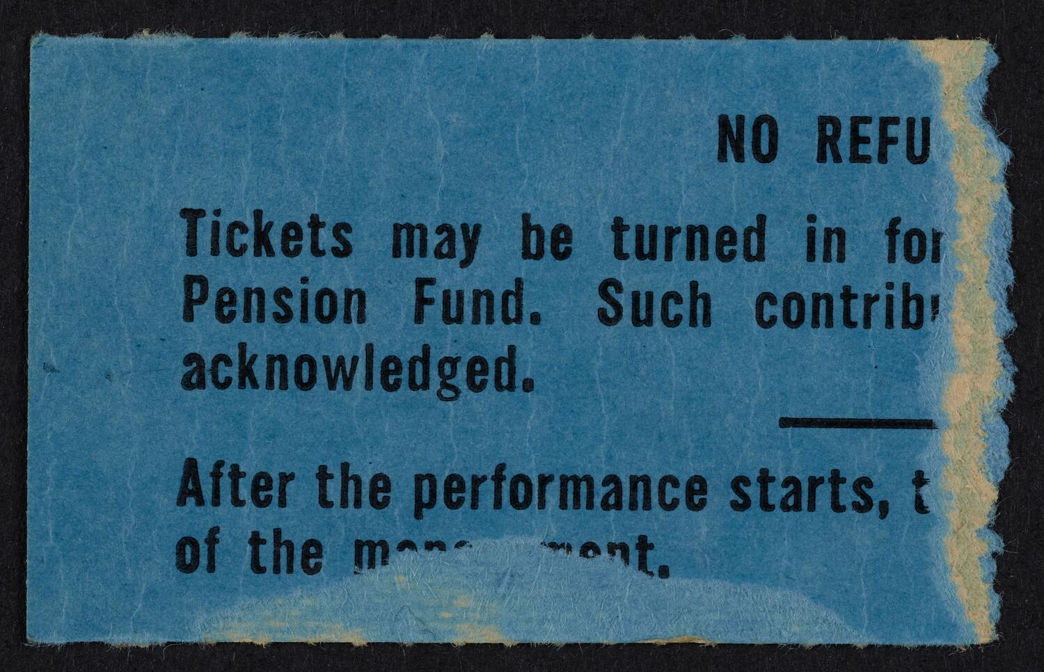 Ticket for New York Philharmonic, February 11, 1962 (back)